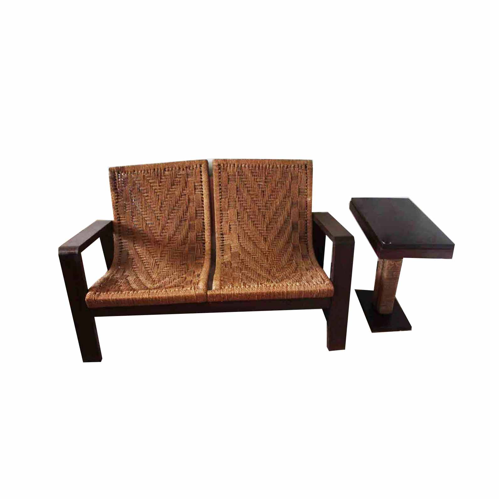 Vintage Macrame Loveseat and Side Table