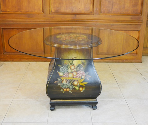 Glass Top Dining Room Table and Four Arhaus Rush Seat Chairs