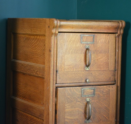 Vintage Art Deco Style Oak Vertical Filing Cabinet