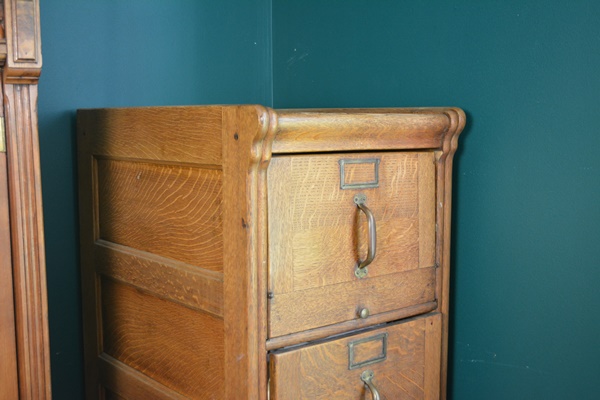 Vintage Art Deco Style Oak Vertical Filing Cabinet