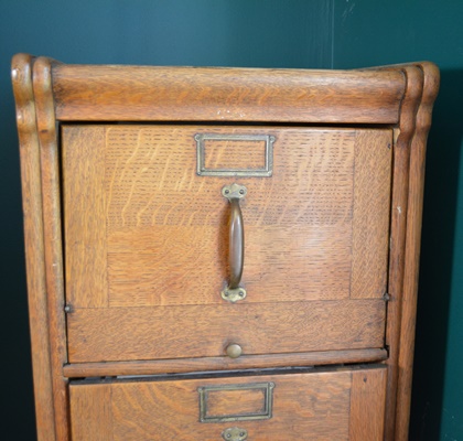 Vintage Art Deco Style Oak Vertical Filing Cabinet