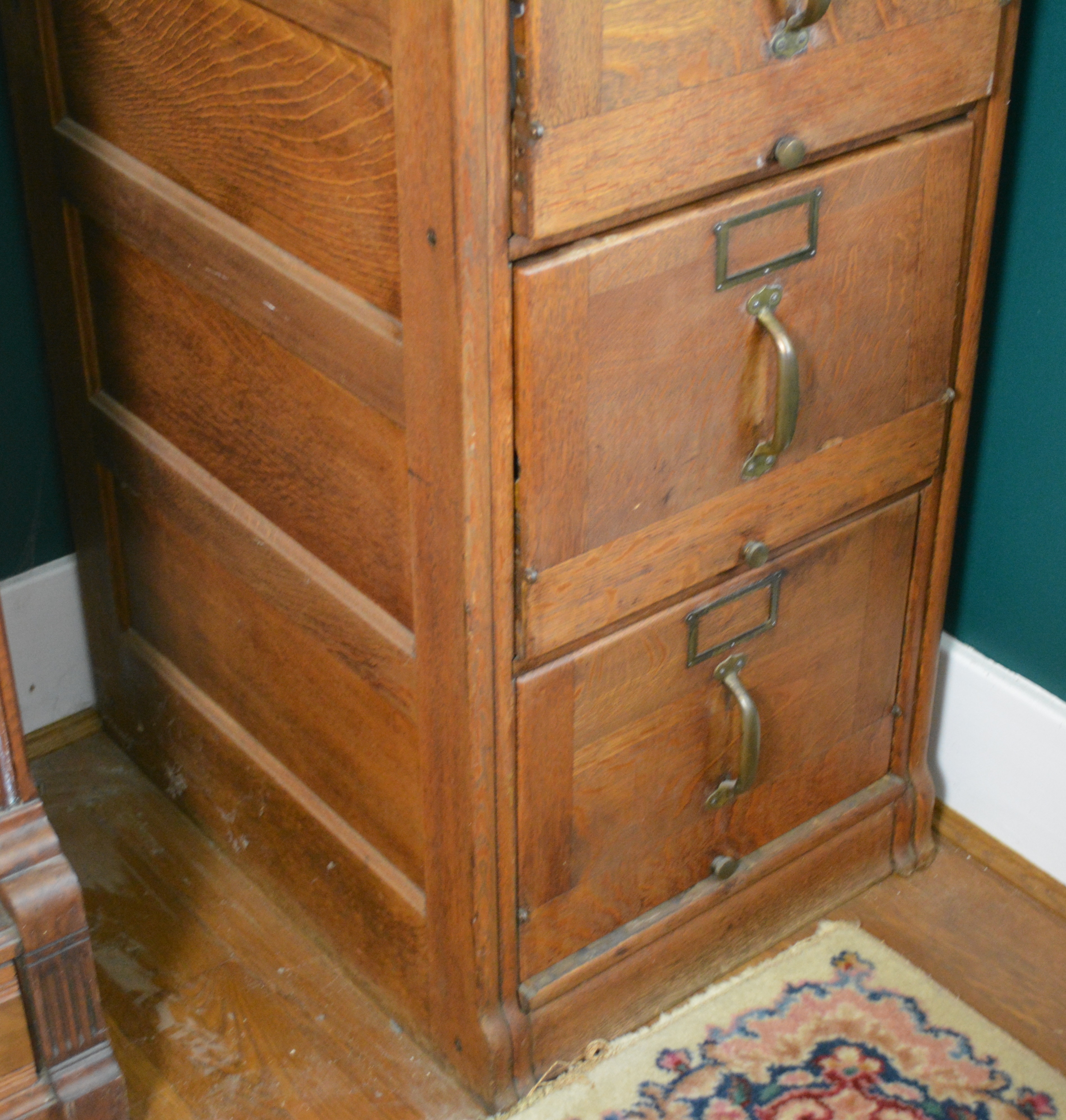 Vintage Art Deco Style Oak Vertical Filing Cabinet