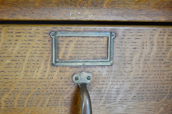 Vintage Art Deco Style Oak Vertical Filing Cabinet