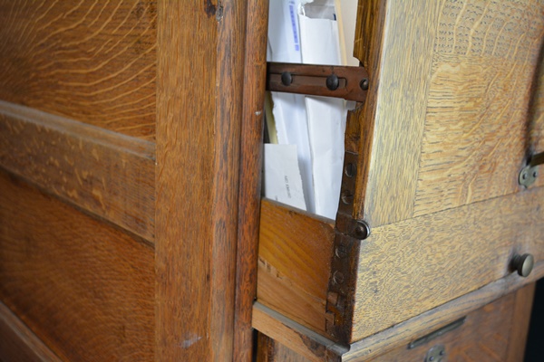 Vintage Art Deco Style Oak Vertical Filing Cabinet