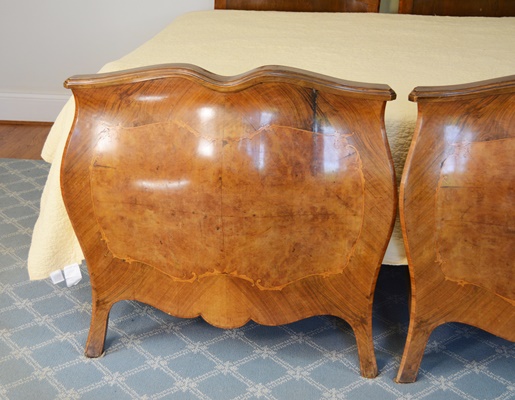 Pair of Antique Italian Louis XV Style Bombe Twin Beds