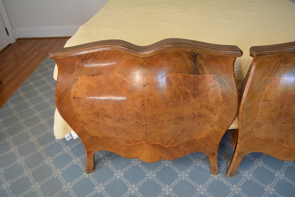 Pair of Antique Italian Louis XV Style Bombe Twin Beds