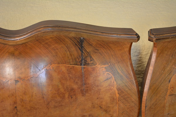 Pair of Antique Italian Louis XV Style Bombe Twin Beds