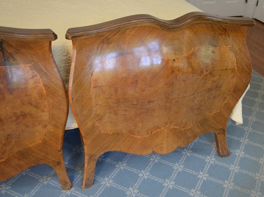 Pair of Antique Italian Louis XV Style Bombe Twin Beds