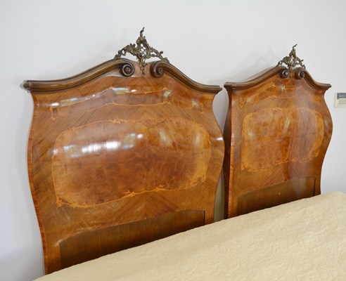 Pair of Antique Italian Louis XV Style Bombe Twin Beds