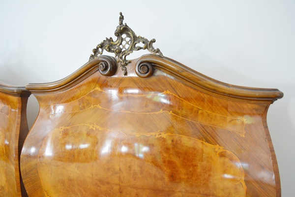 Pair of Antique Italian Louis XV Style Bombe Twin Beds