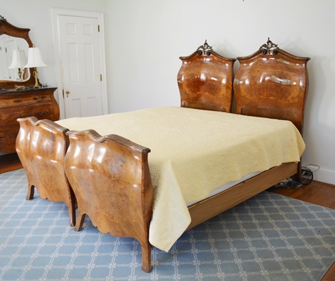 Pair of Antique Italian Louis XV Style Bombe Twin Beds