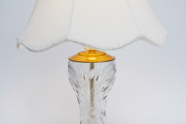 Etched Crystal and Brass Table Lamp