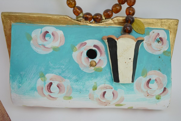 Two Wood Handbag-Shaped Birdhouses