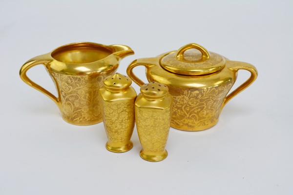 Stouffer China, Thun Vase and Other Gold Rimmed Glass Bowls