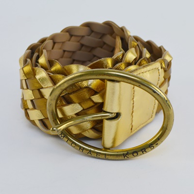 Michael Kors Gold Tone Braided Belt