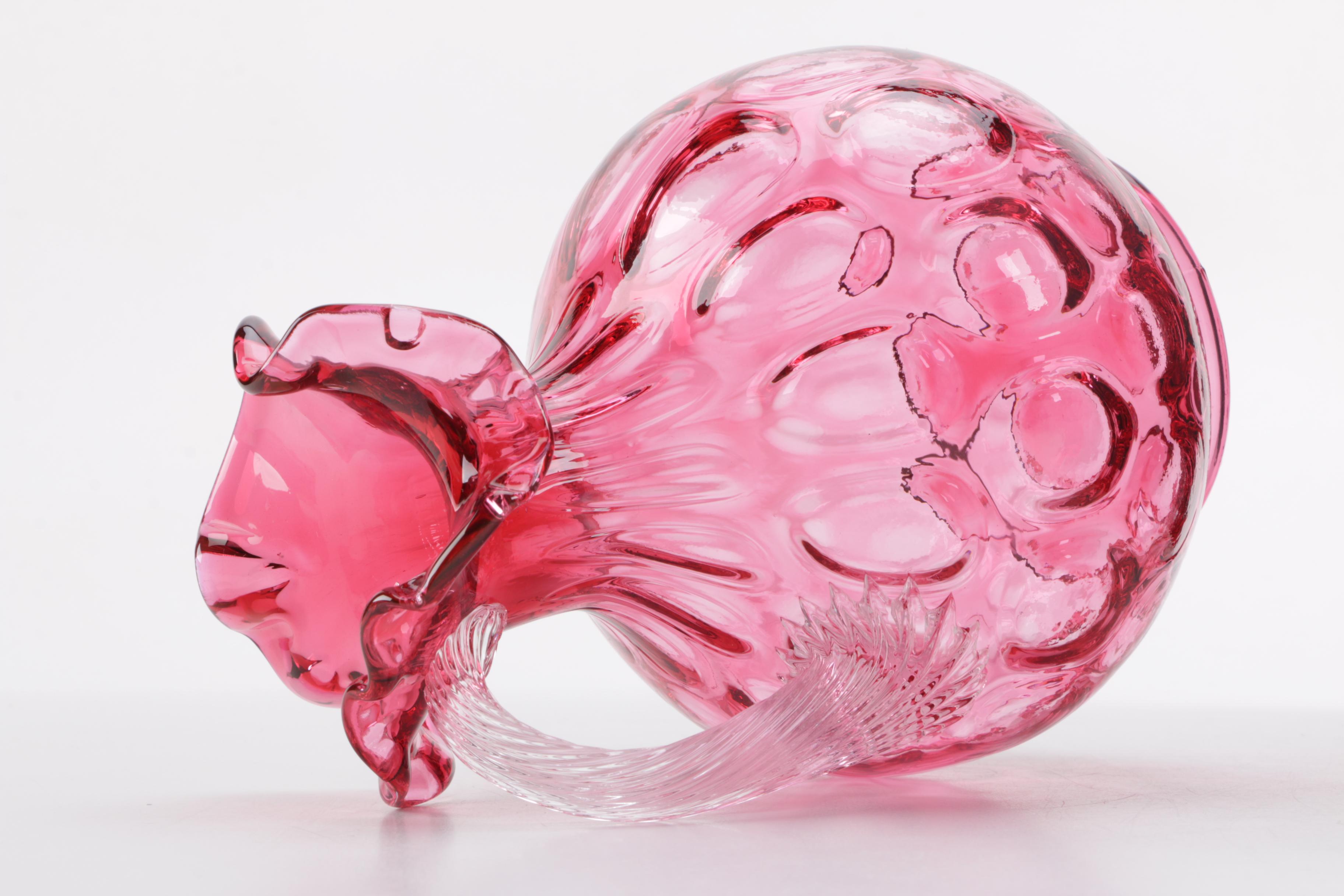 Fenton "Thumbprint" Cranberry Glass Pitcher and Glass Vase