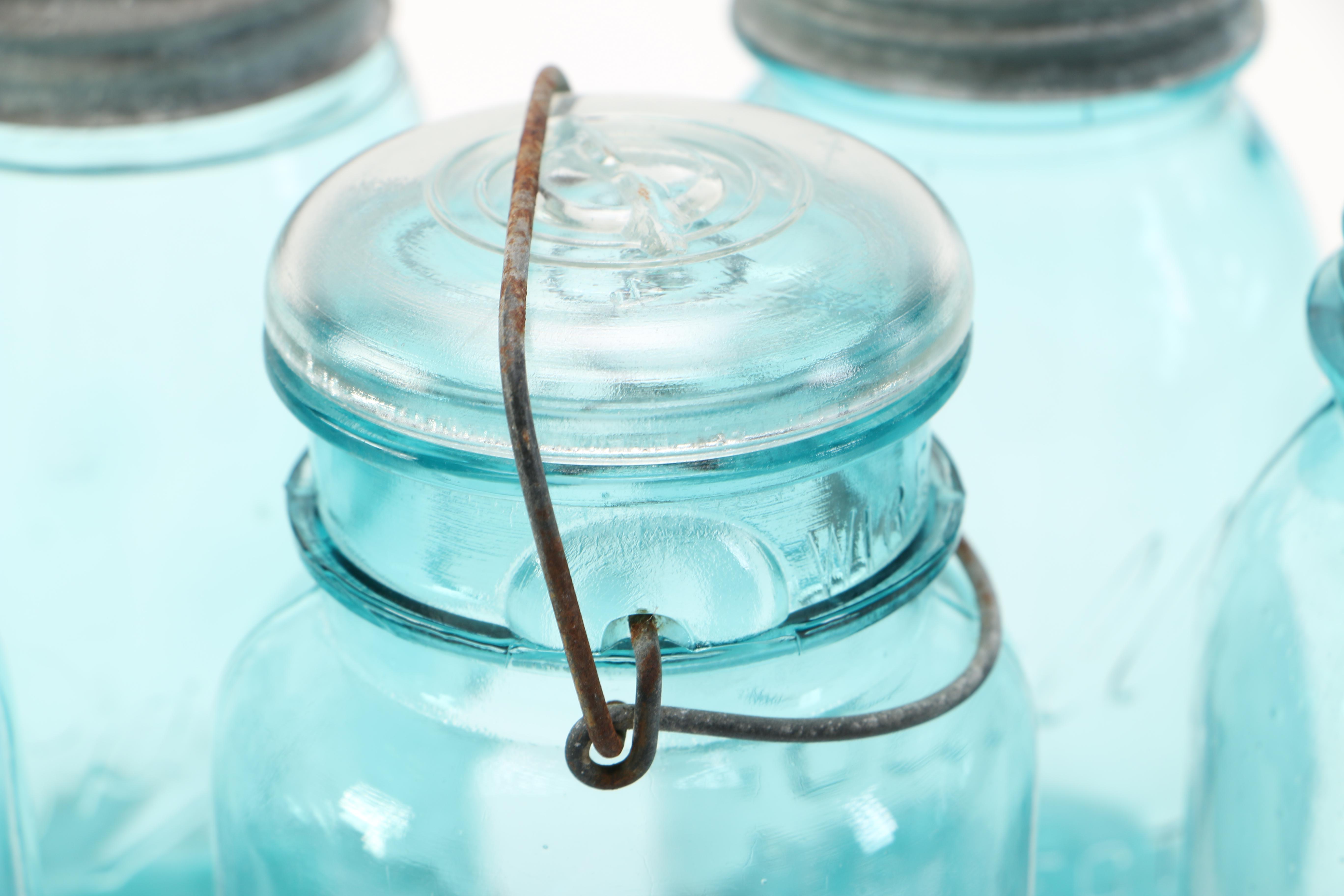 Atlas, Ball Ideal and Ball Perfect Blue Glass Mason Jars