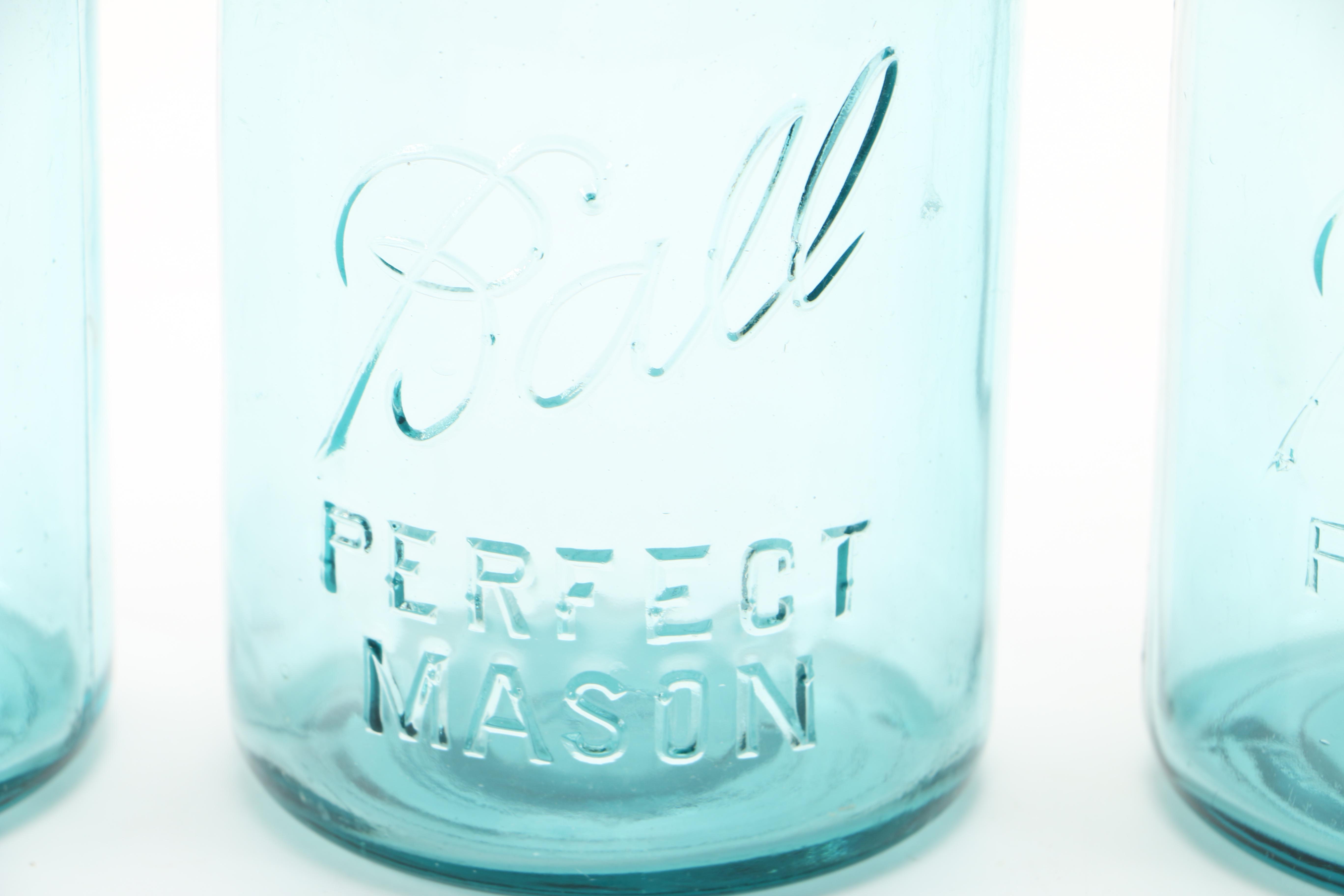 Collection of Teal Ball Mason Jars