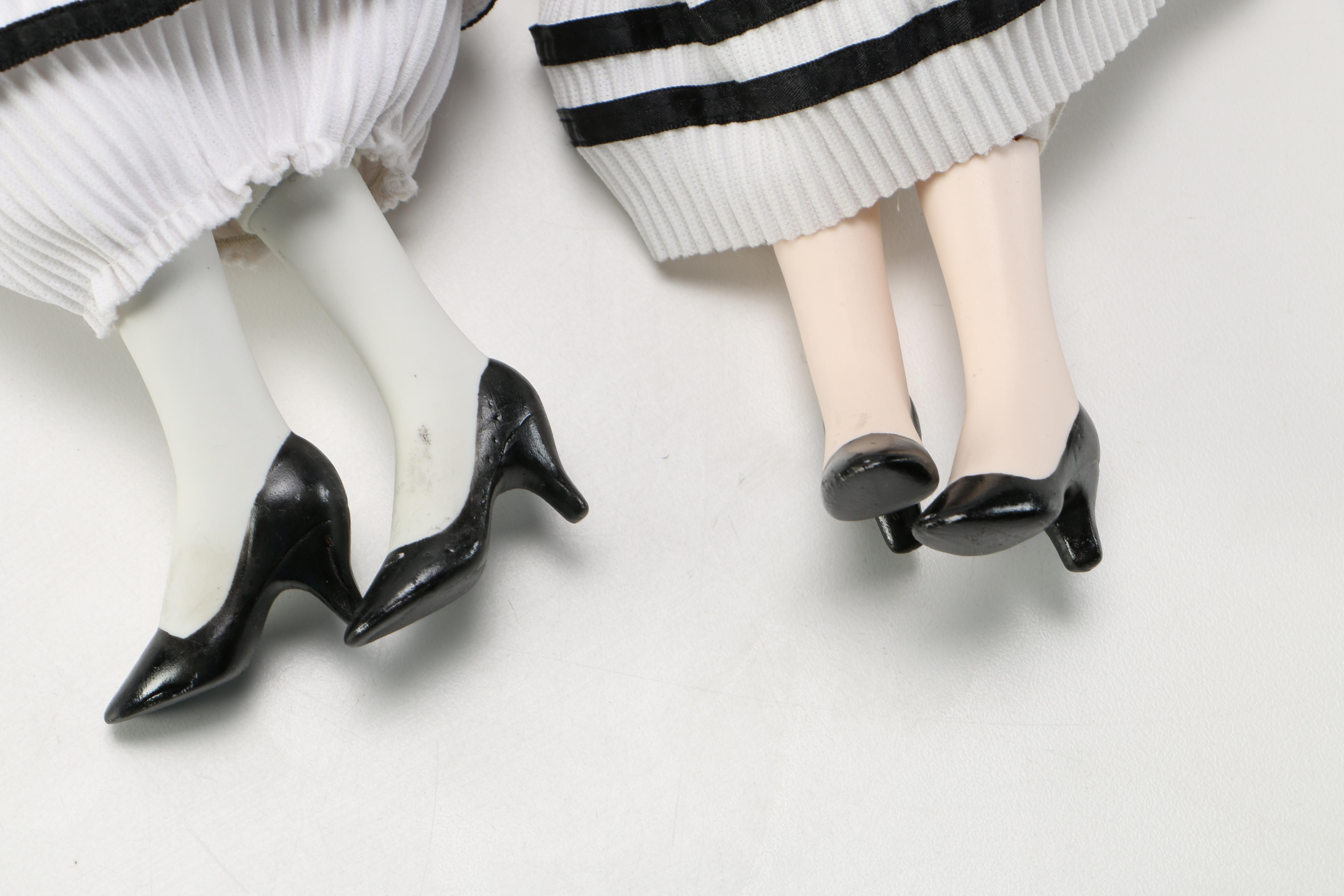Stylized Porcelain Dolls with Cloth Bodies