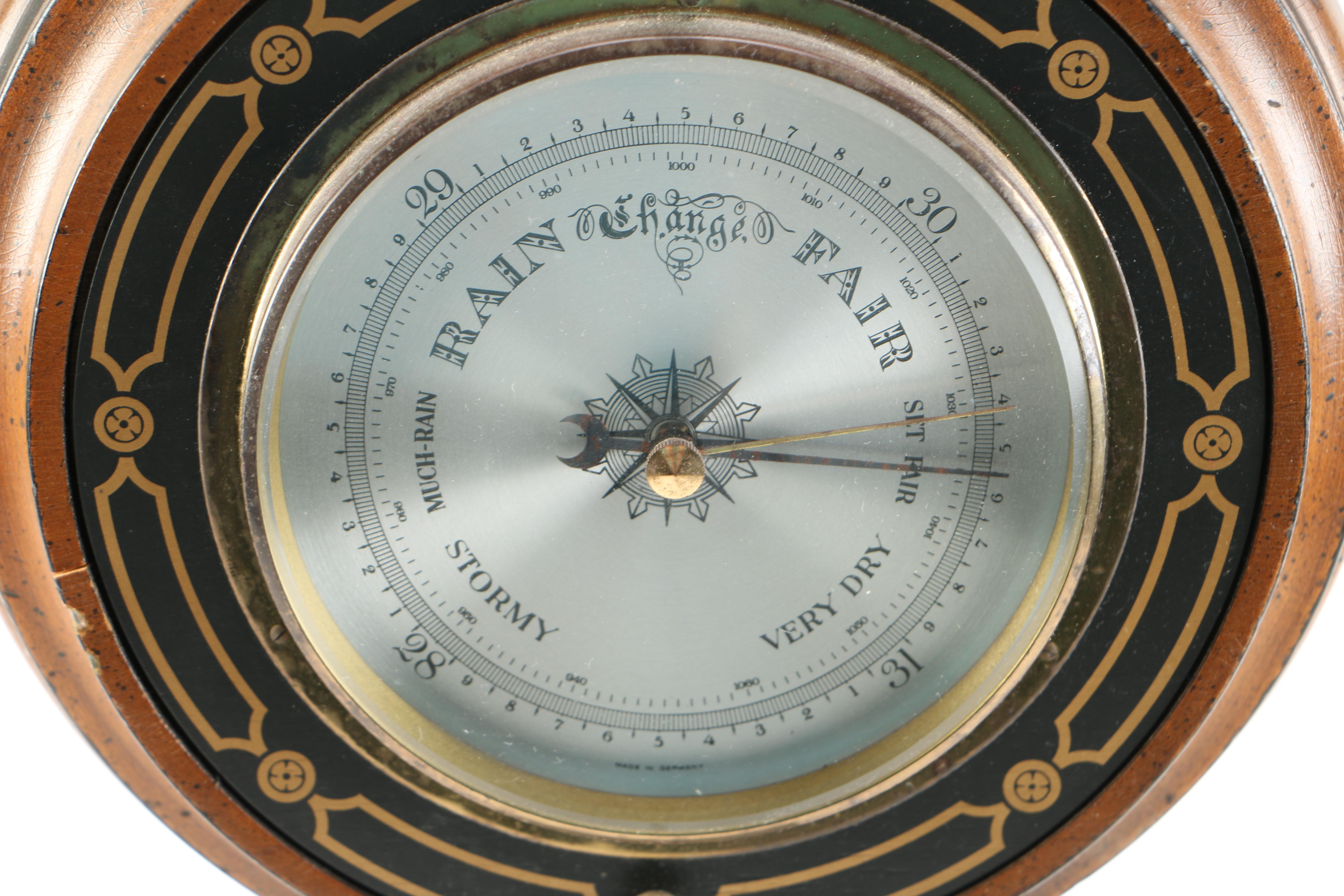 Round Base Analog Clock and Barometer