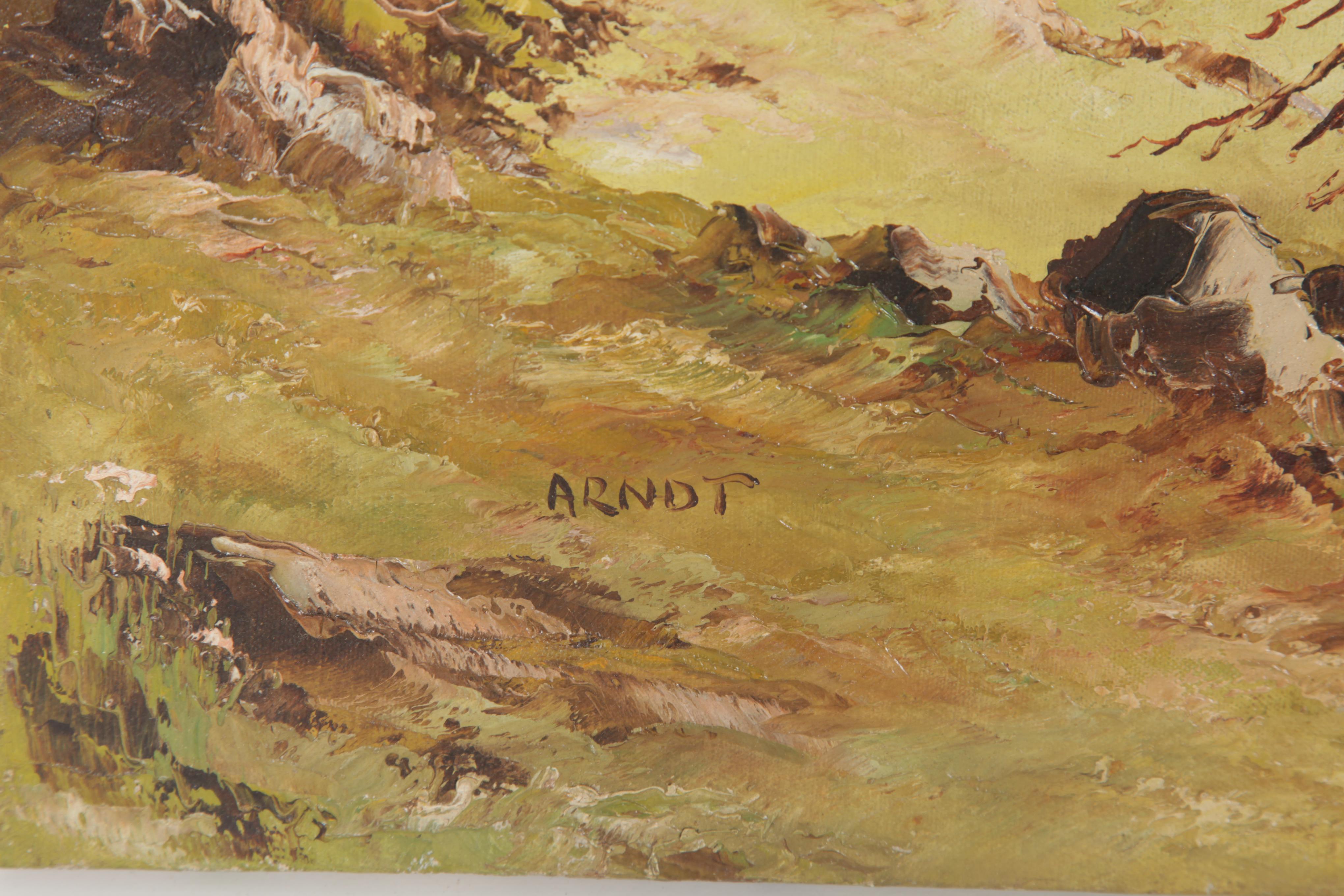 Oswald Arndt Oil Painting of Mountain Chalet