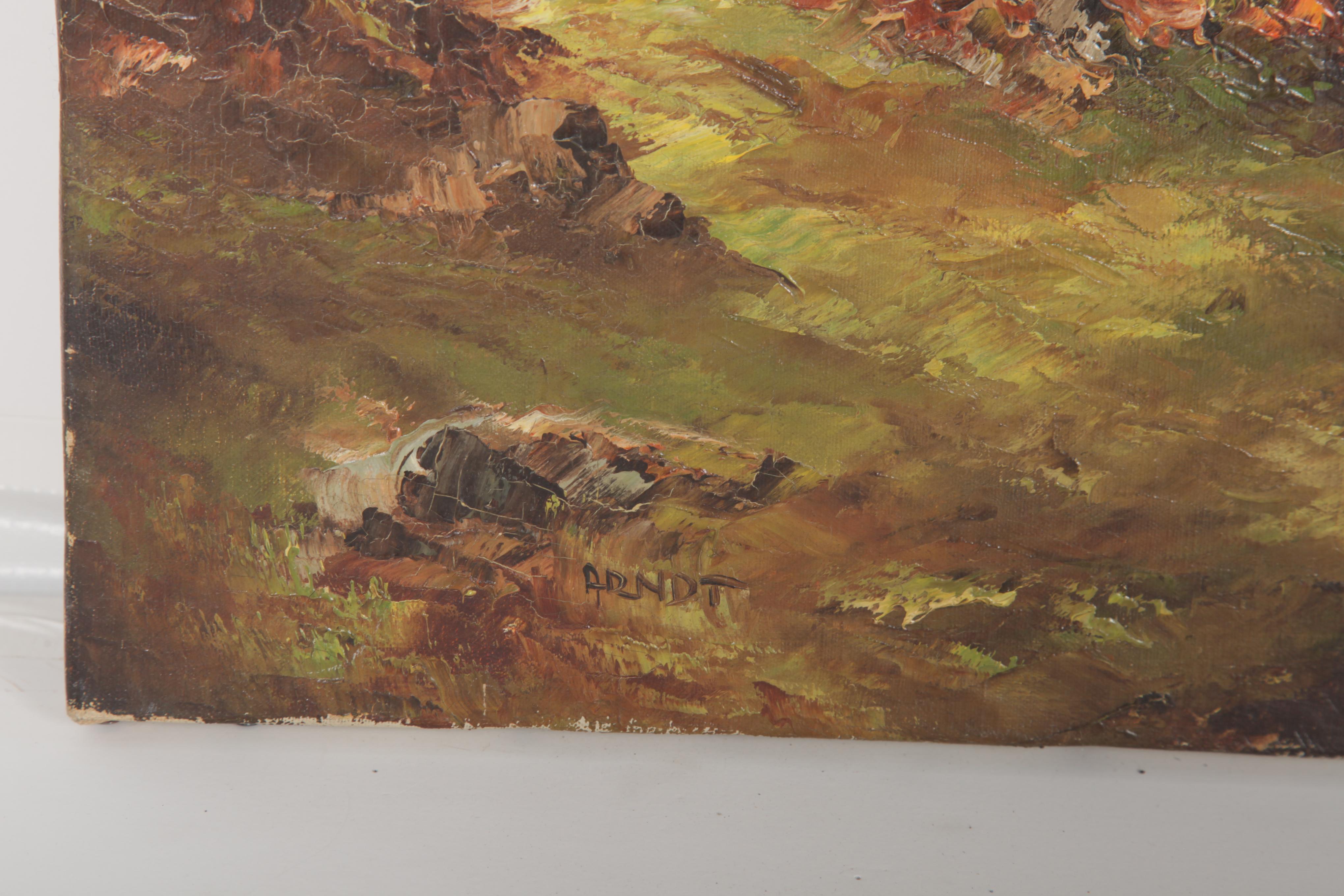 Oswald Arndt Oil Painting of Swiss Chalet