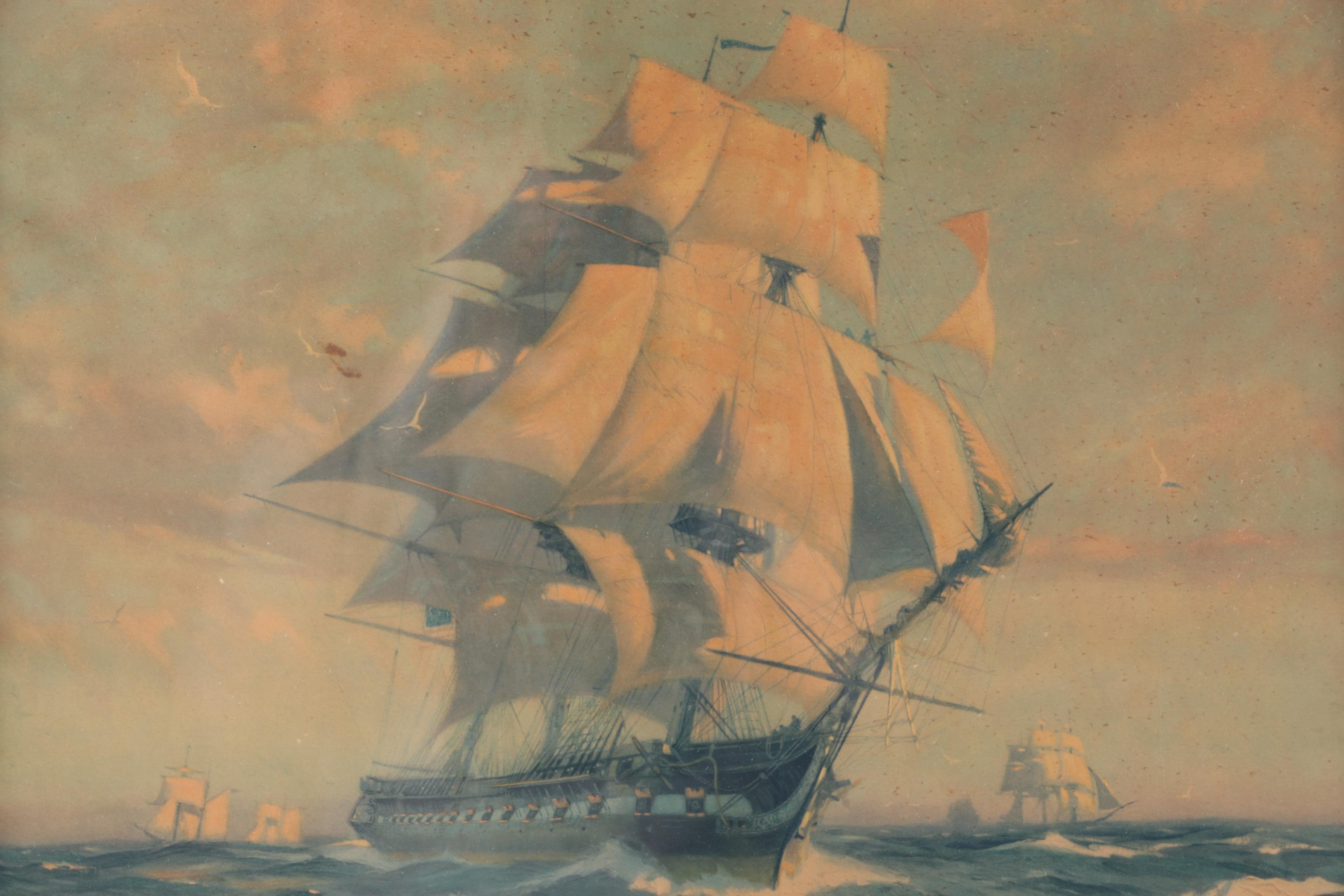 Offset Lithograph After Gordon Grant's "Old Ironsides"