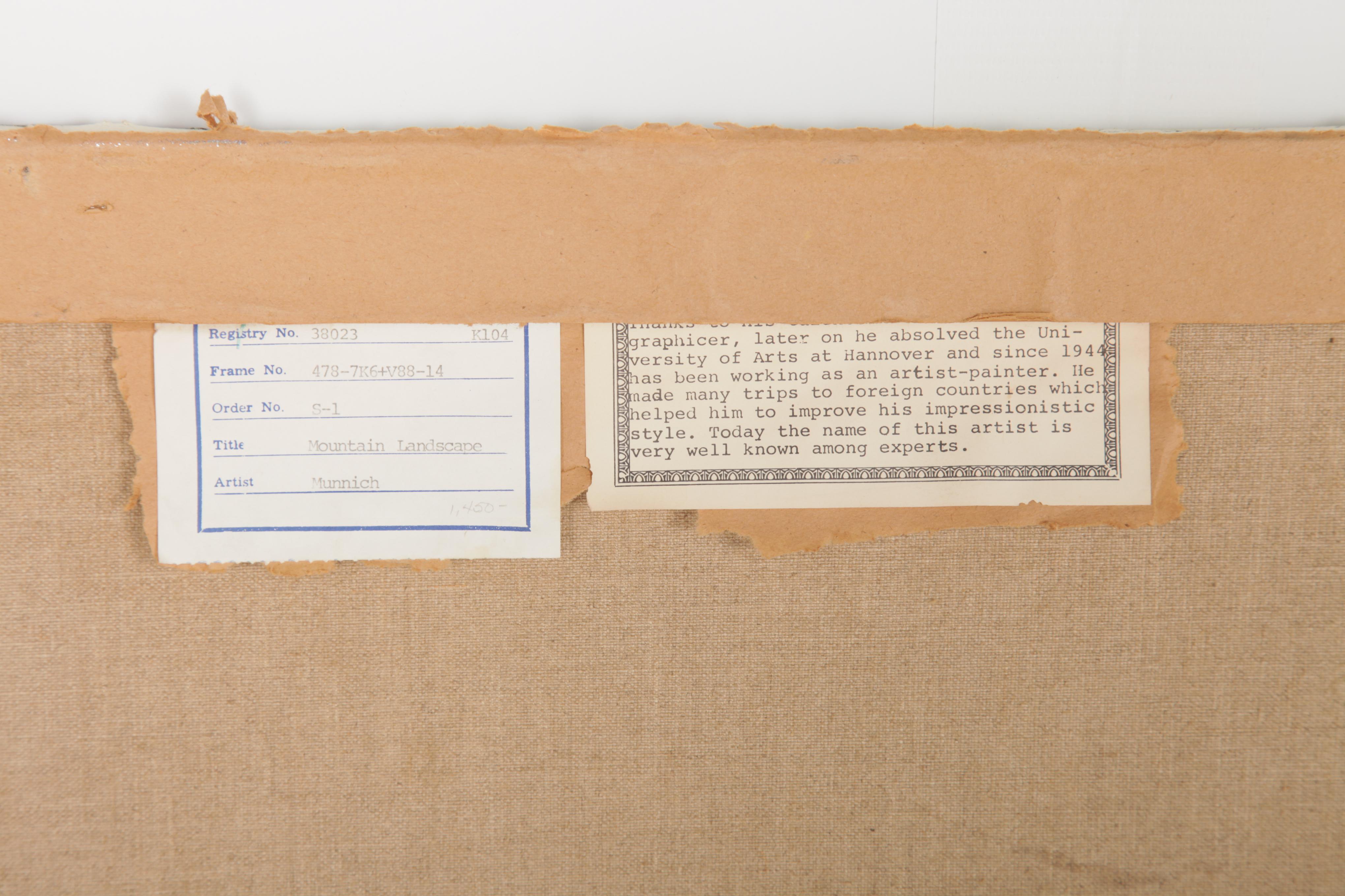 Heinz Munnich Oil Painting "Mountain Landscape"