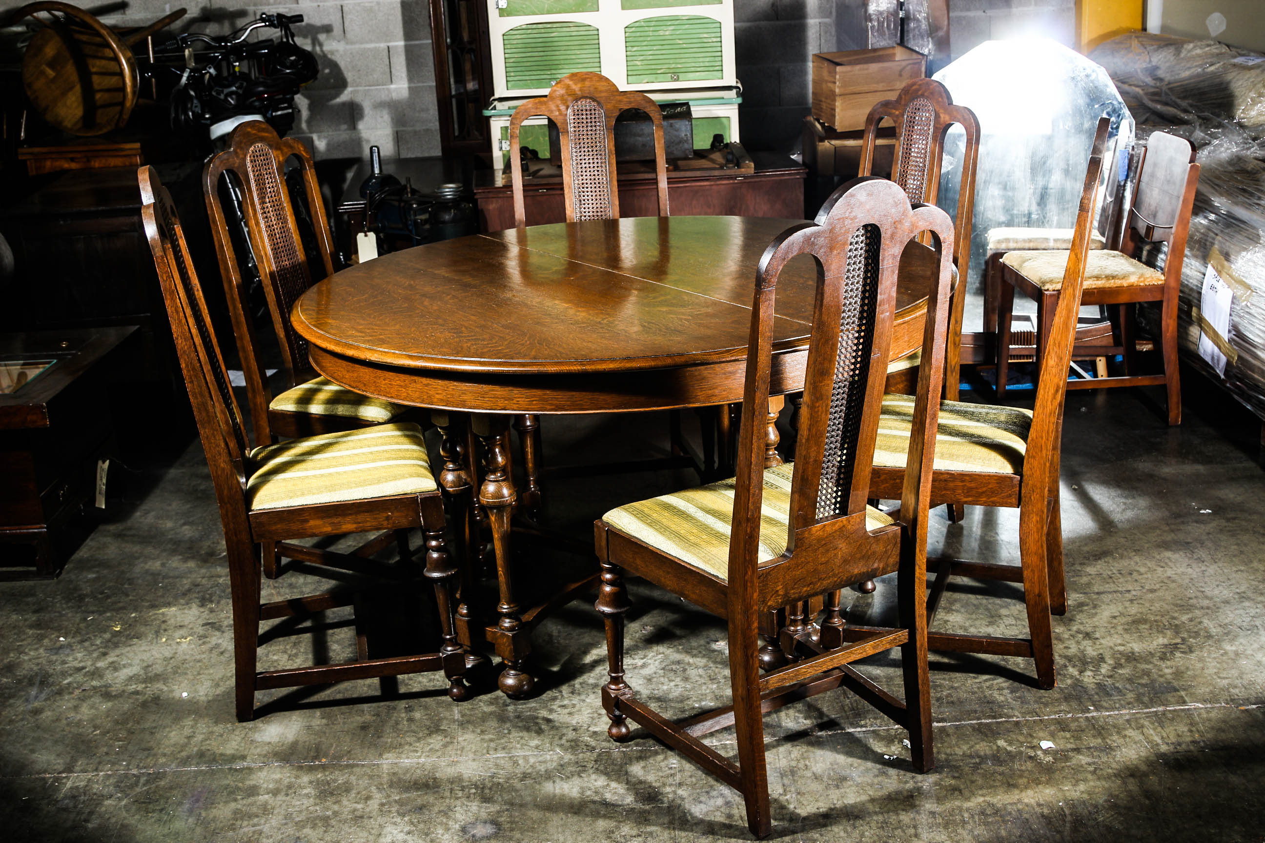 Vintage Jacobean Style Dining Table and Chairs