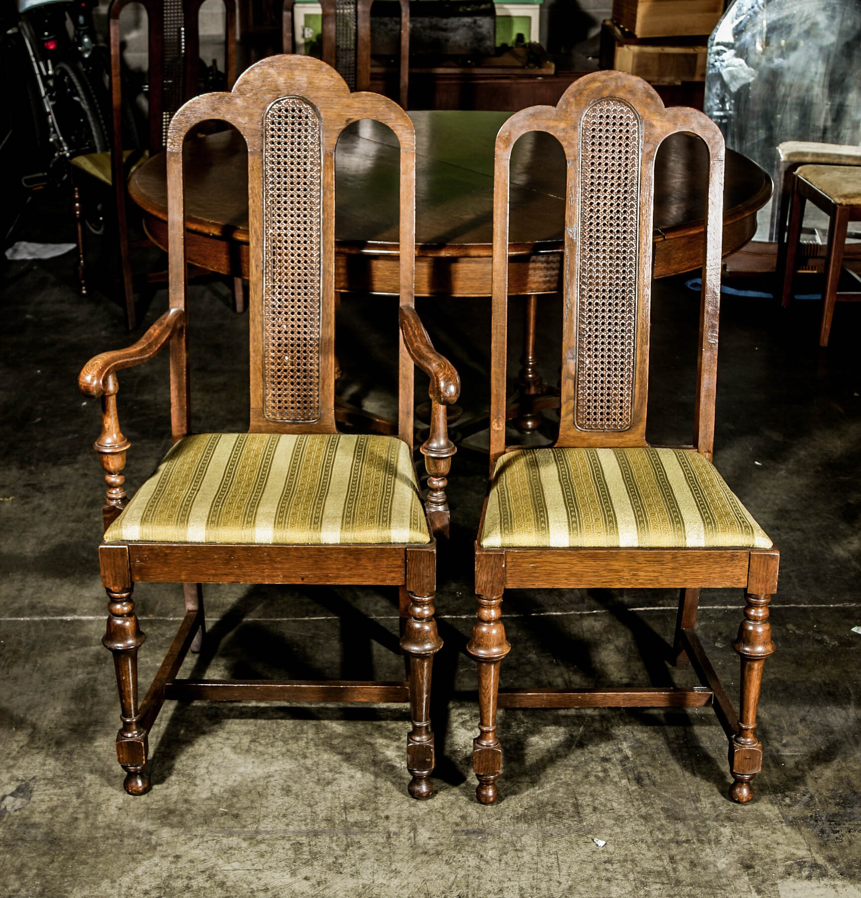 Vintage Jacobean Style Dining Table and Chairs