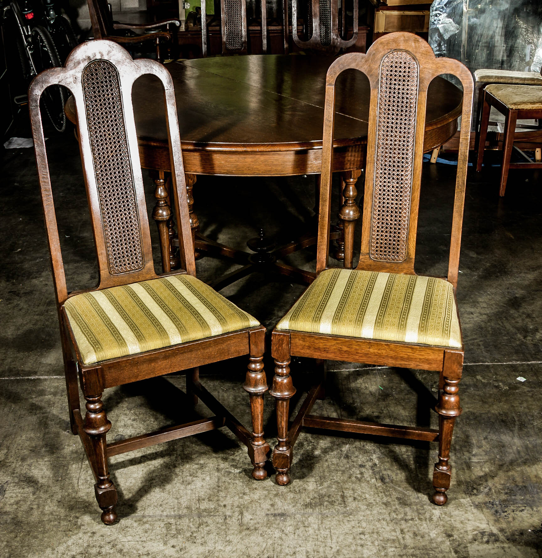Vintage Jacobean Style Dining Table and Chairs