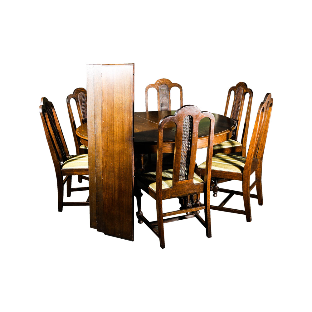 Vintage Jacobean Style Dining Table and Chairs
