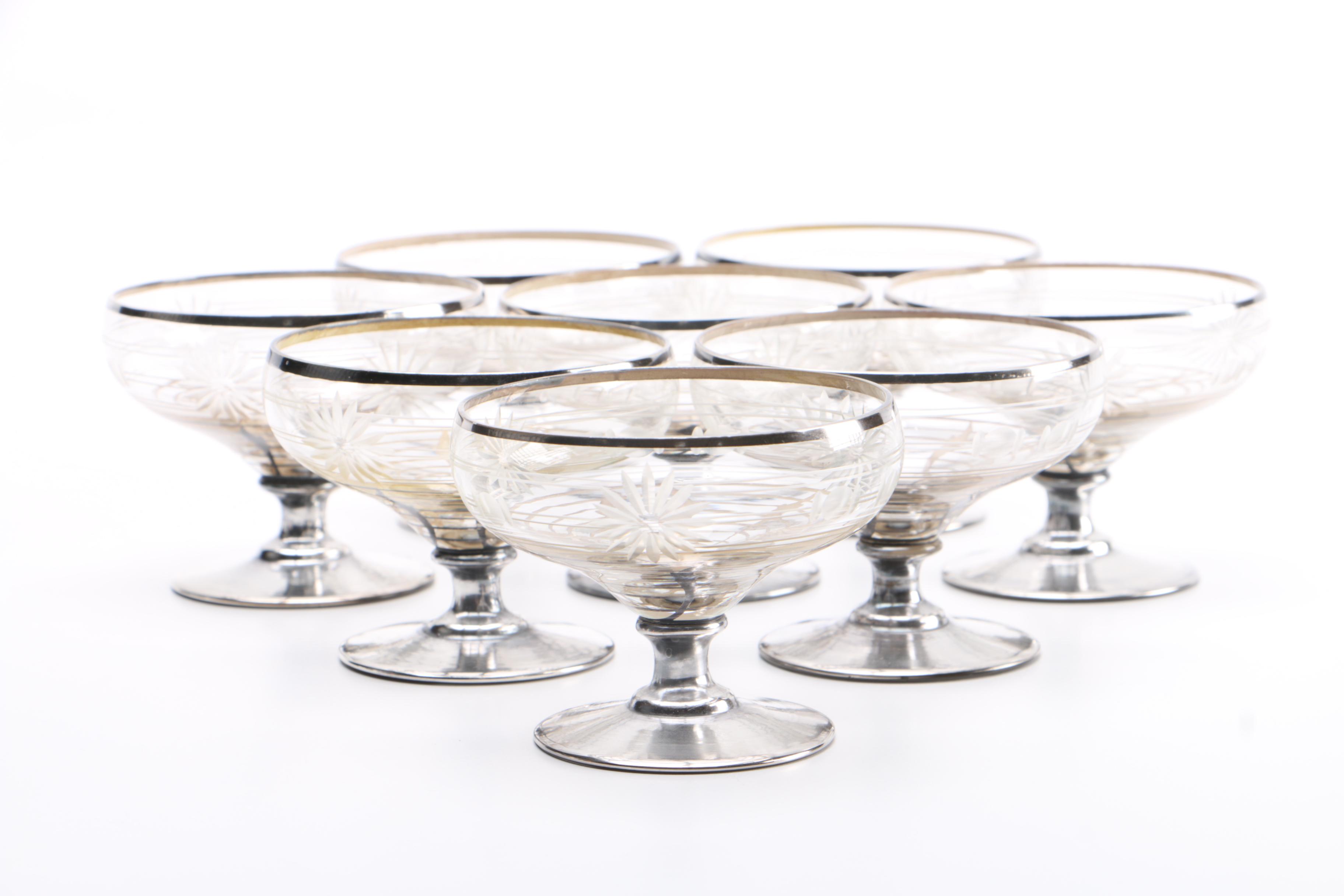 Cut Glass Daisy Motif Aperitif Glasses