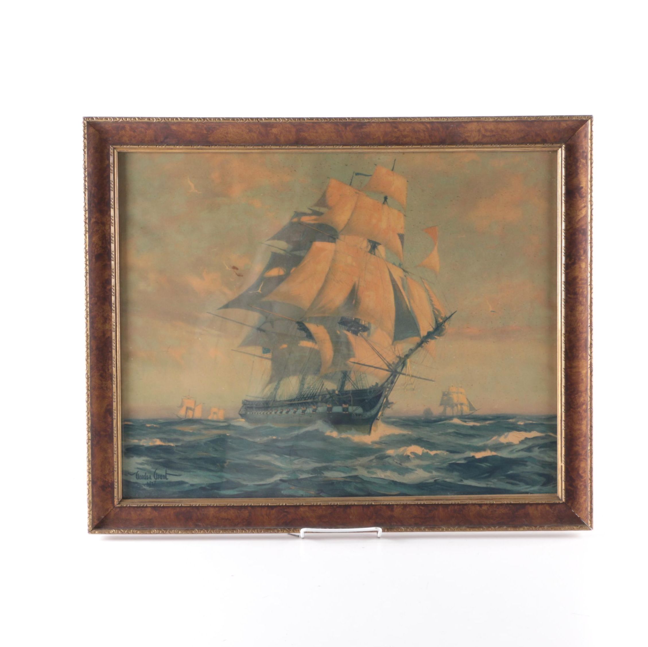 Offset Lithograph After Gordon Grant's "Old Ironsides"