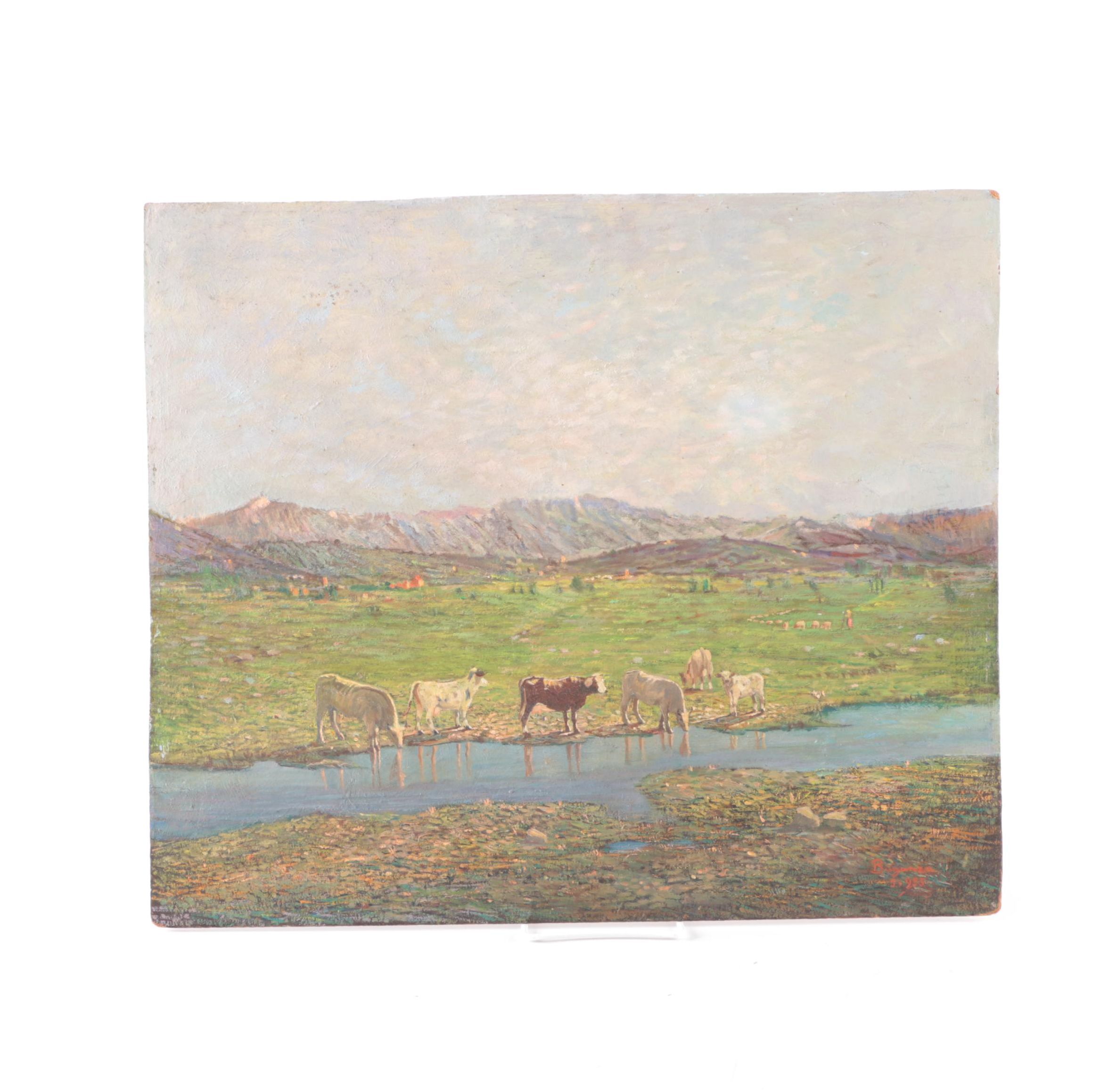 Oil Painting of Pastoral Scene by Buganza