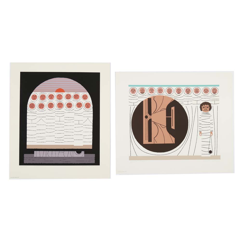 Edie Harper Signed Serigraphs "Pow!" and "Sunrise"