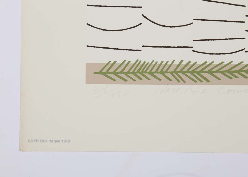 Edie Harper Signed Serigraph "Here He Comes"