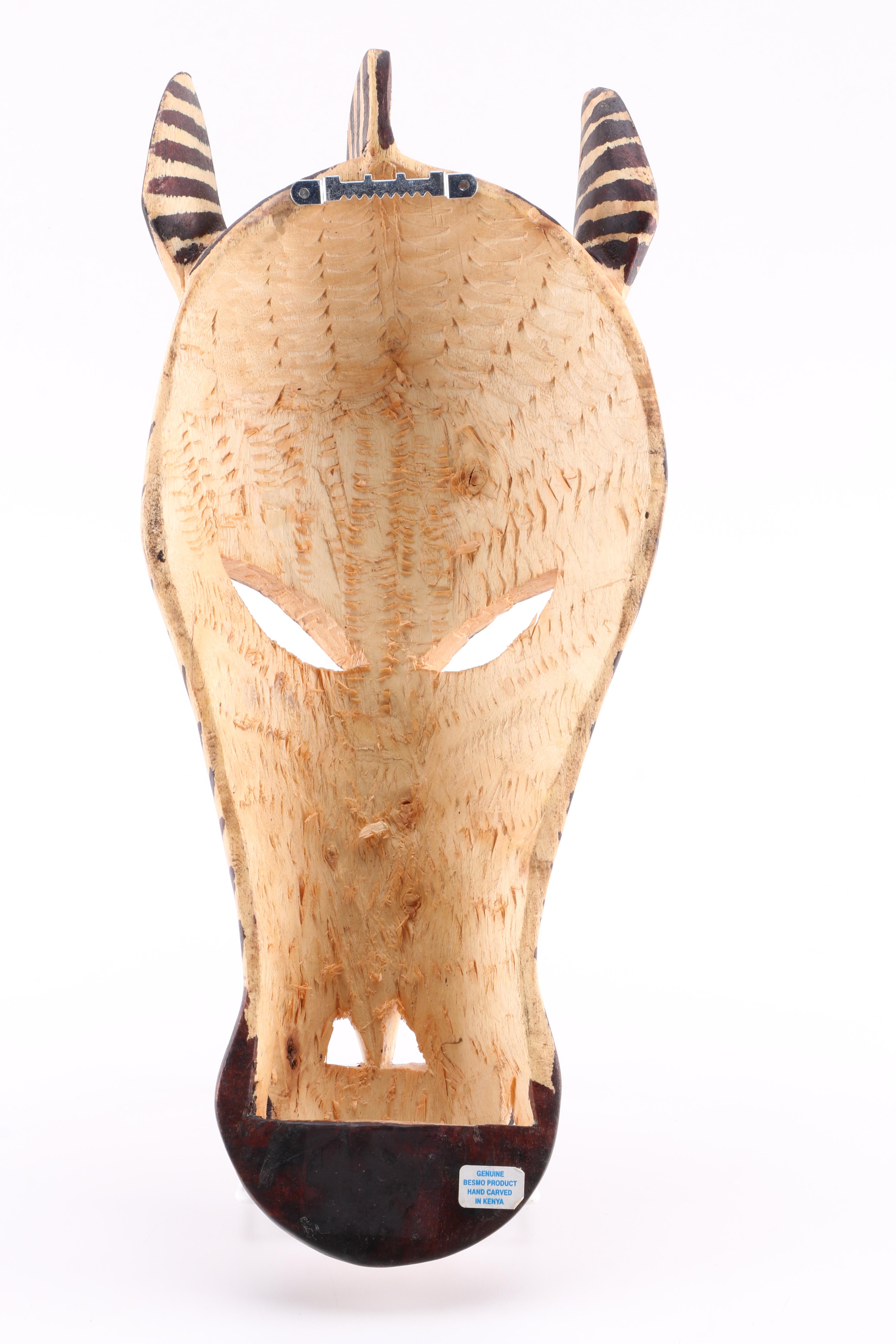 Hand-Carved African Decor Featuring Kenya Besmo Mask