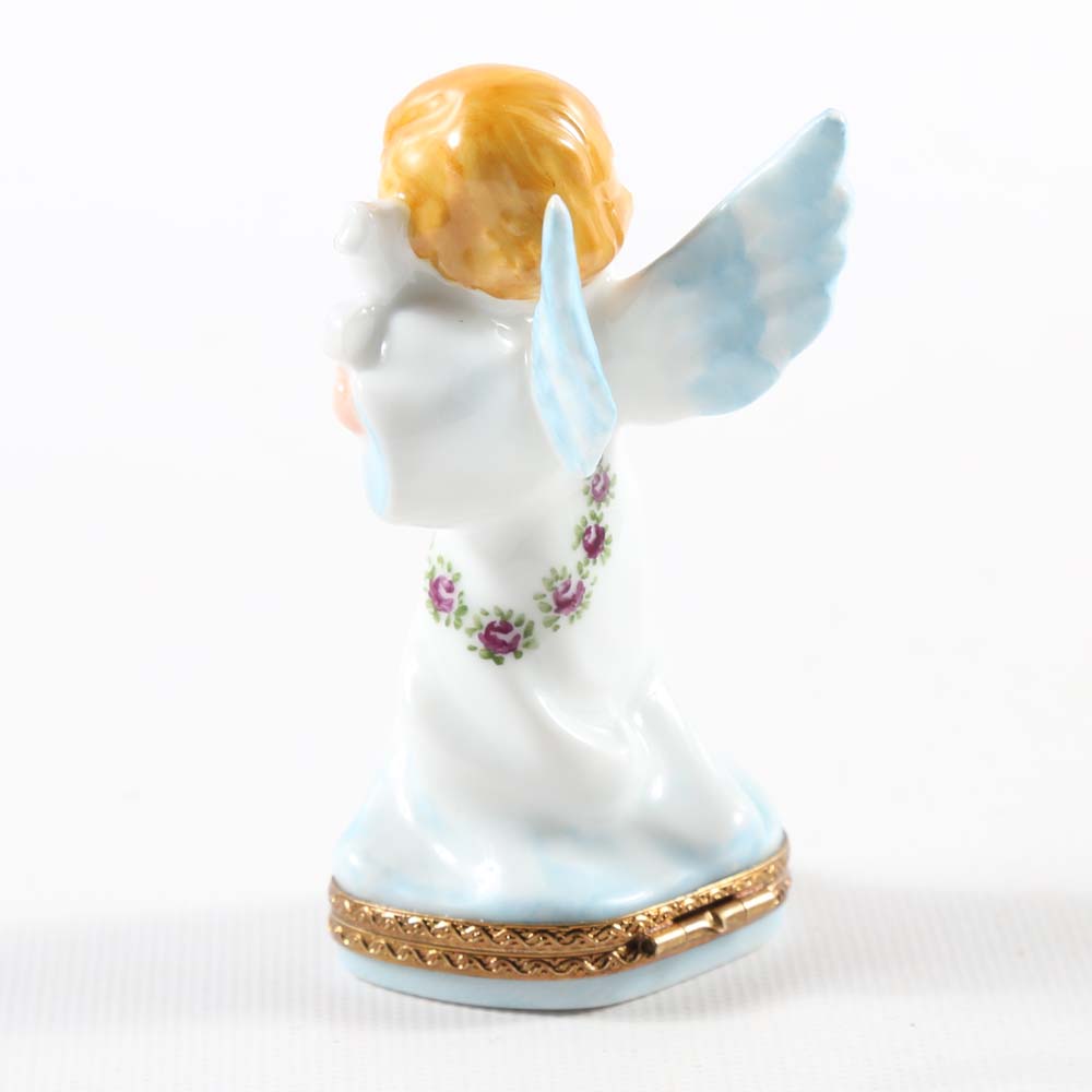 Limoges Peint Main Angel Trinket Box