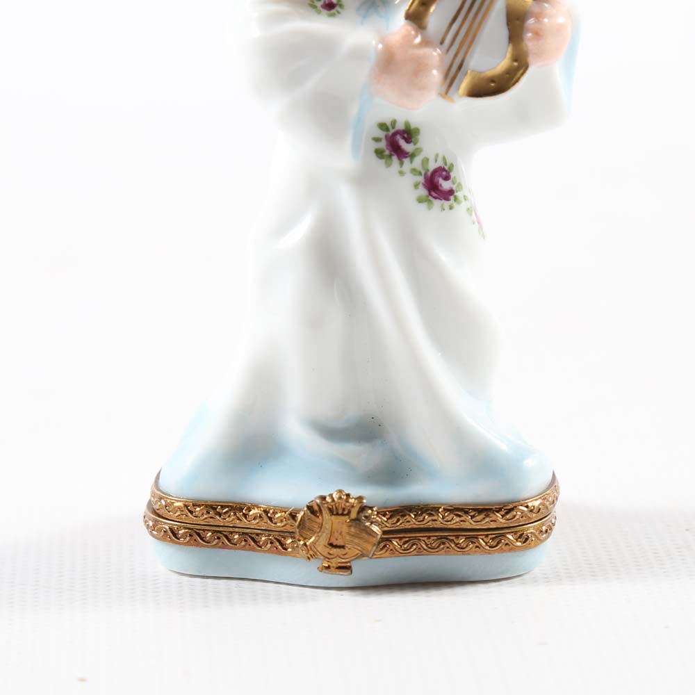 Limoges Peint Main Angel Trinket Box