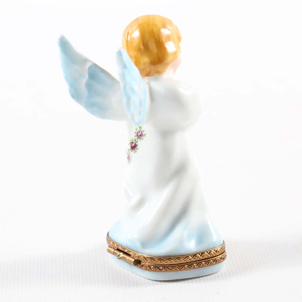 Limoges Peint Main Angel Trinket Box