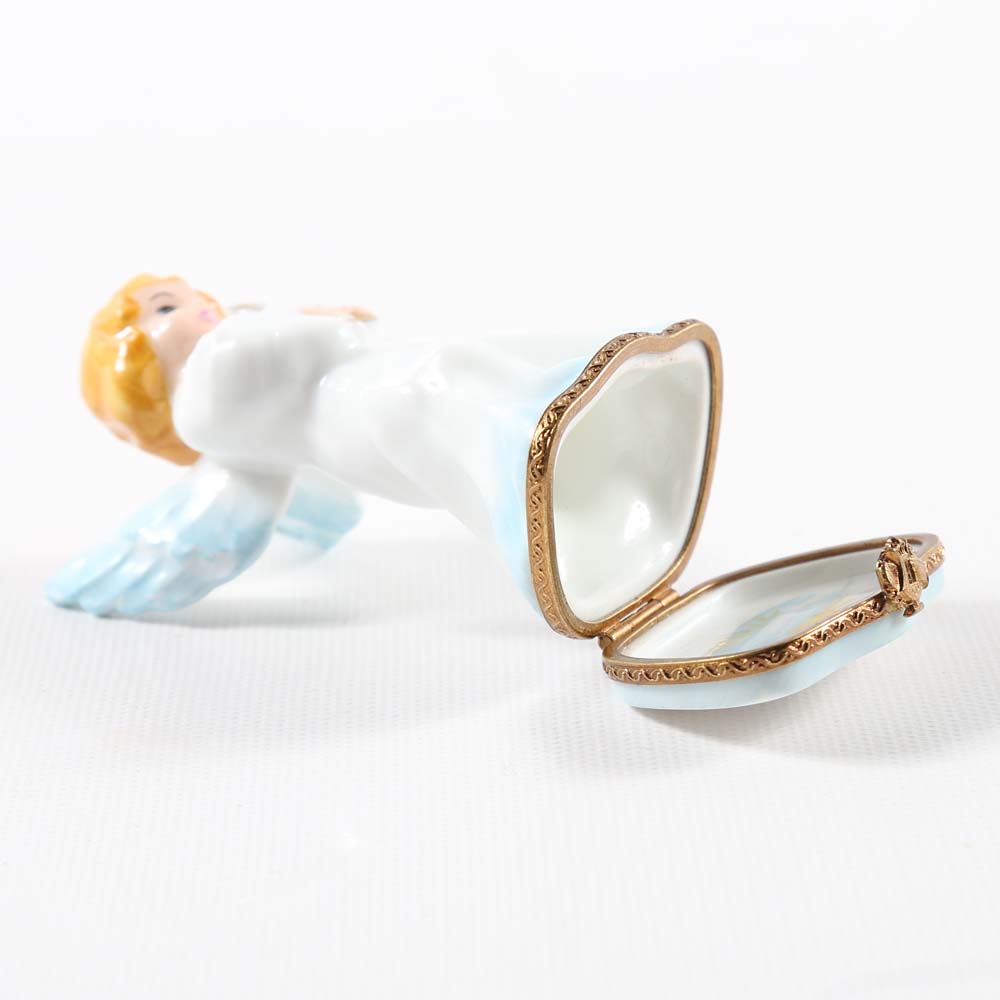 Limoges Peint Main Angel Trinket Box