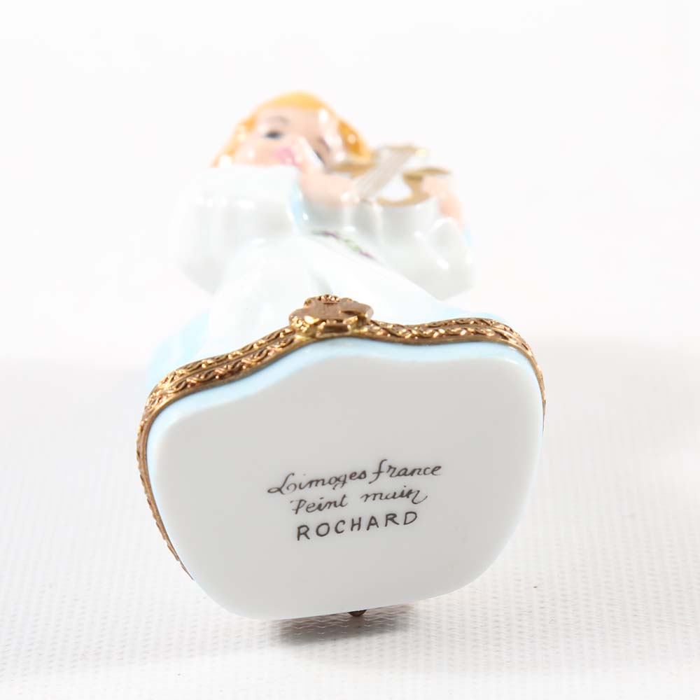 Limoges Peint Main Angel Trinket Box