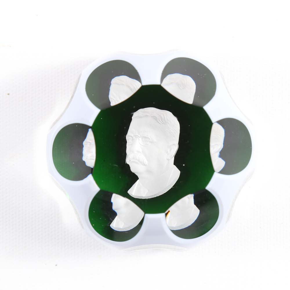 Baccarat "Theodore Roosevelt" Crystal Paperweight