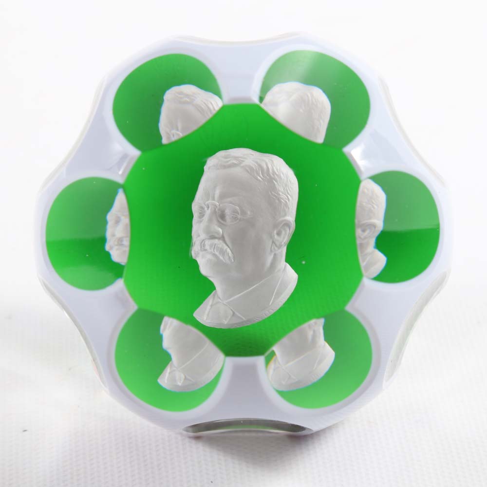 Baccarat "Theodore Roosevelt" Crystal Paperweight