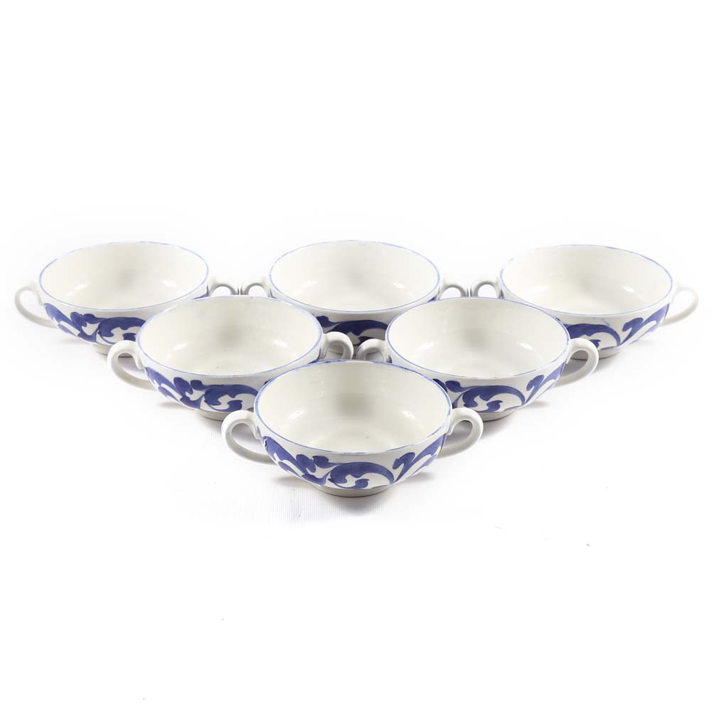 Bristol Blue and White Footed Bowls