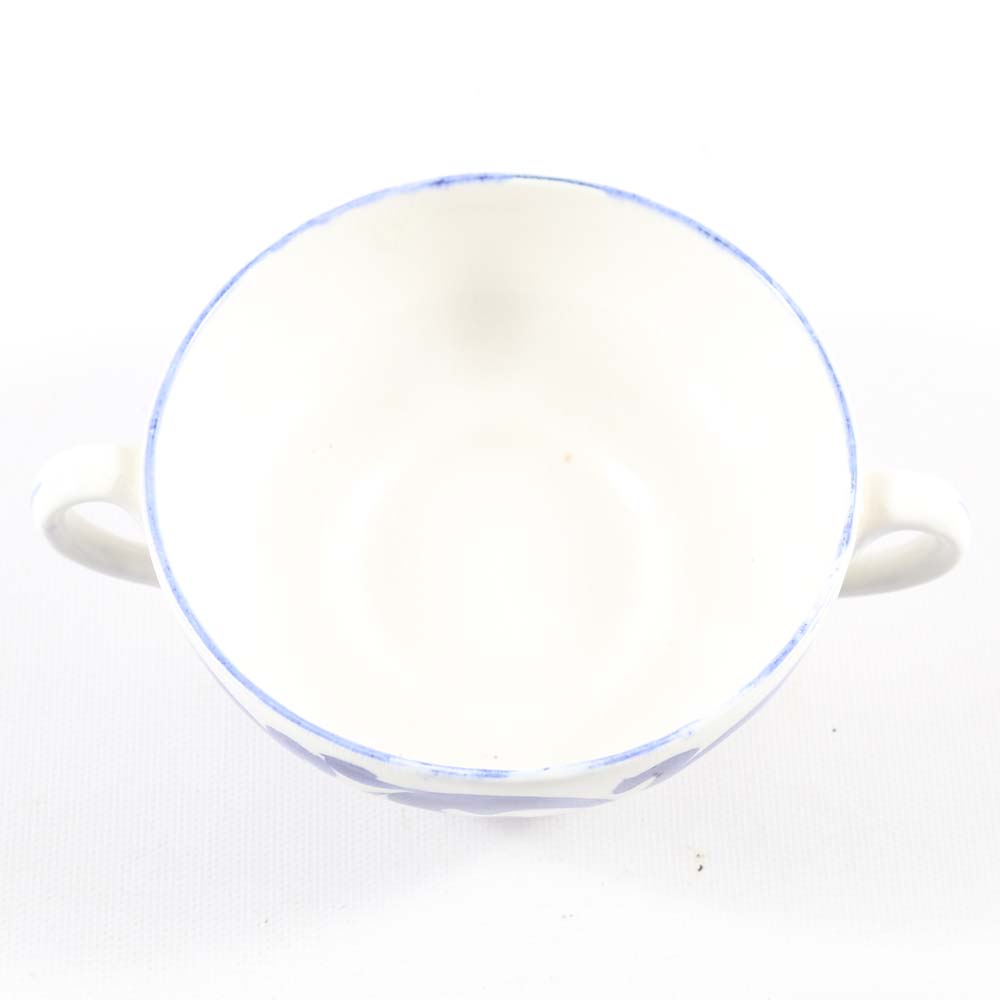 Bristol Blue and White Footed Bowls