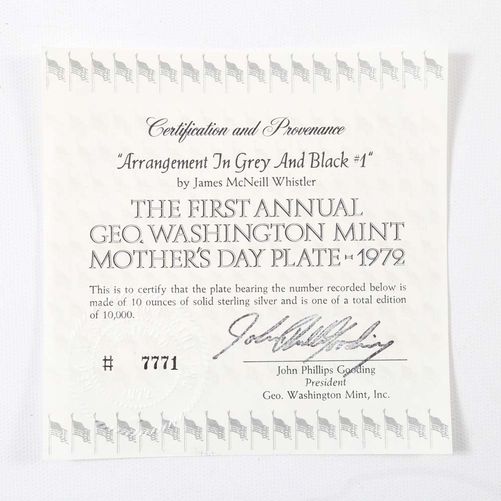 1972 Sterling Silver Mother's Day Plate