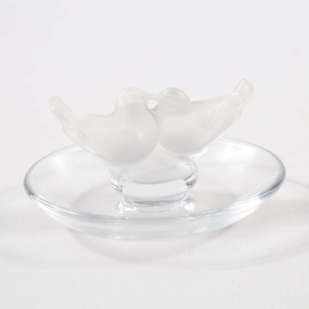 Lalique Crystal Lovebird Ring Dish
