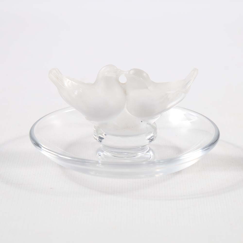 Lalique Crystal Lovebird Ring Dish